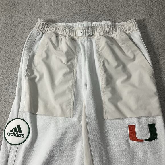 Miami Hurricanes Sweatpants Mens Large Joggers Adidas Pants Stretch NCAA - Picture 5 of 16